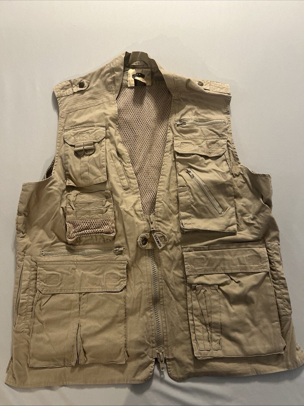 Humvee Vest Mens XL Khaki Safari Fishing Multi Pocket Mesh Lined Outdoor